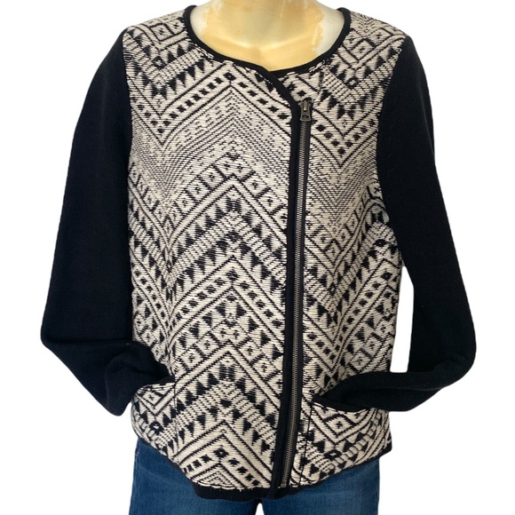 LUCKY BRAND | Knit Aztec Moto Sweater Jacket - Picture 5 of 8